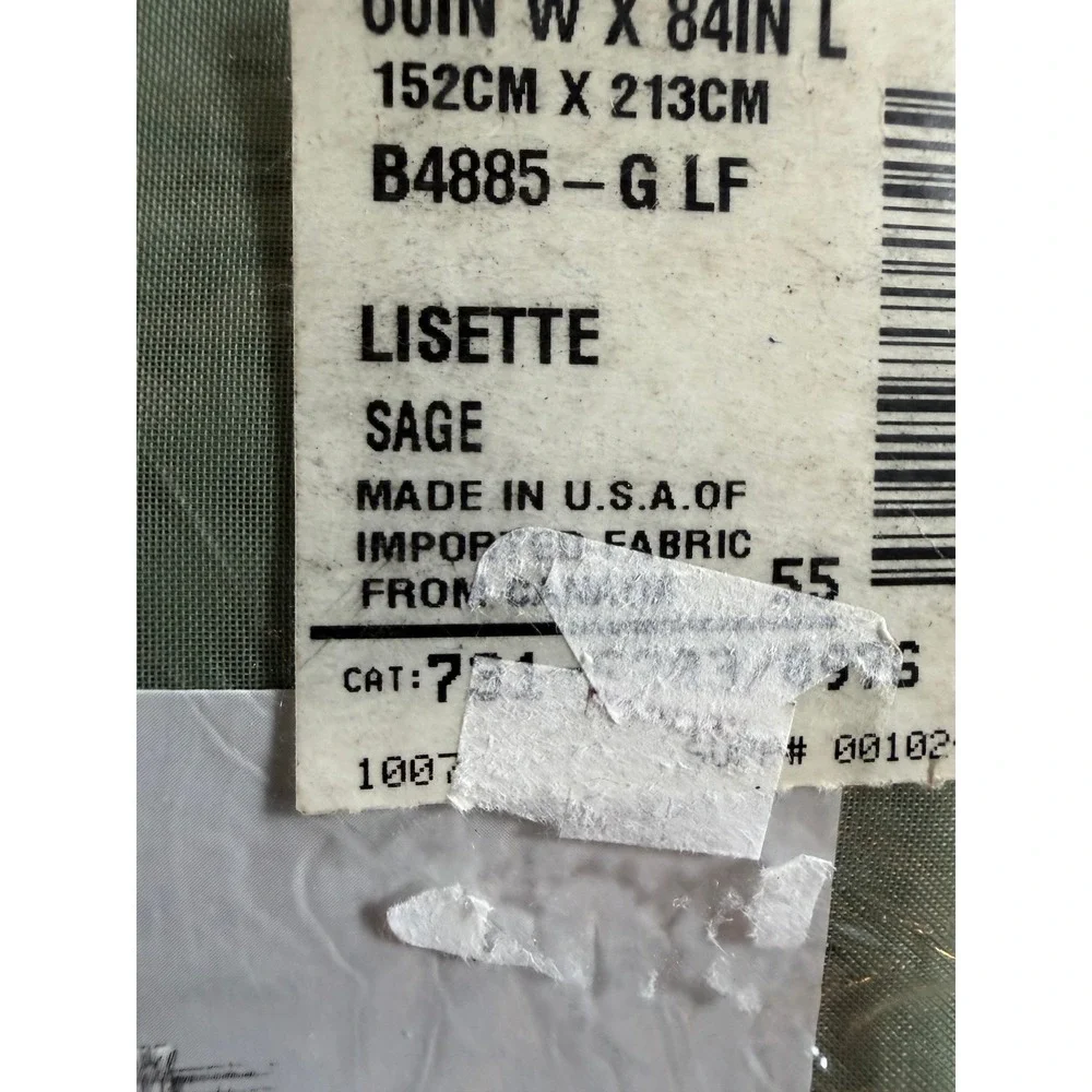 VTG JCPenney Lisette Rod Pocket Sheer Curtain Panel Set of TWO 60x84 Sage